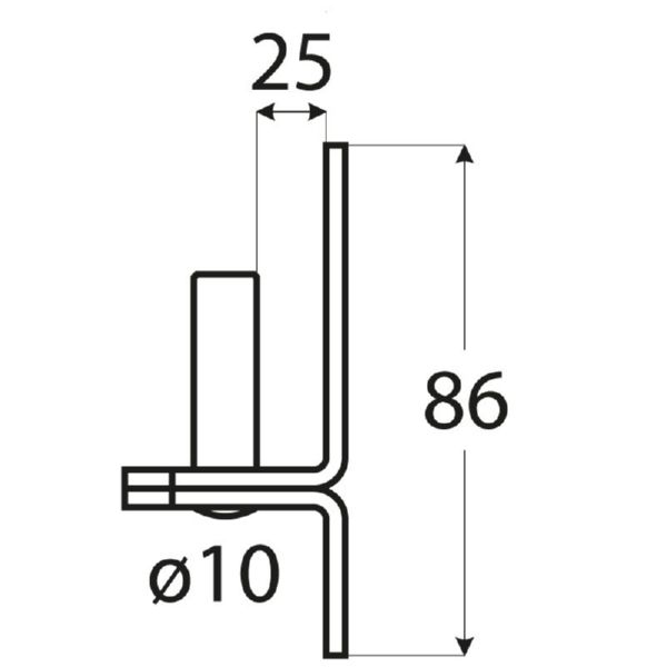 C 10/25 C - Soporte negro de bisagra 25x86x10