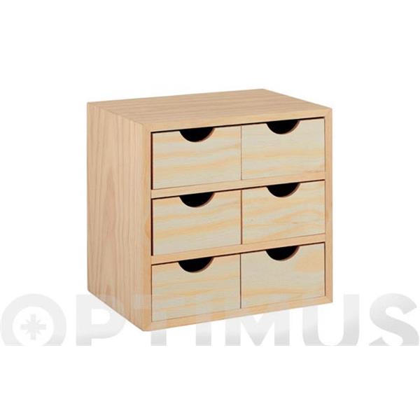 CAJONERA PINO MULTI 28X28X20CM BLOC 3X2