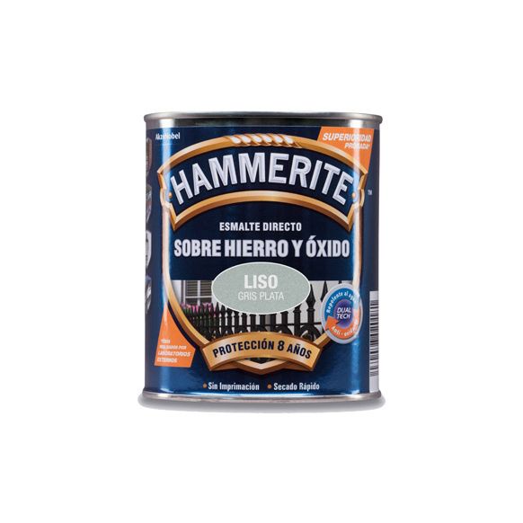 ESMALTE HAMMERITE SOBRE HIERRO Y OXIDO LISO 2,5L GRIS PERLA