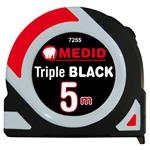 FLEXOMETRO TRIPLE BLACK 5 M X 25 MM FONDO NEGRO IMPRESO EN BLANCO MEDID